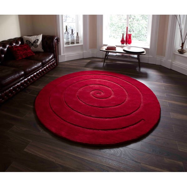 Rubinasto rdeča volnena preproga Think Rugs Spiral, ⌀ 180 cm-image-1