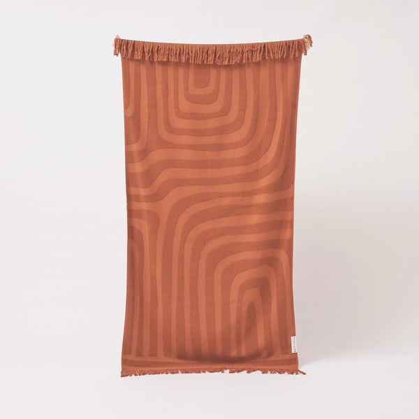 Terakota oranžna bombažna brisača za plažo Sunnylife Luxe, 160 x 90 cm