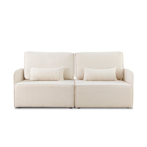 Kremno bela kotna sedežna garnitura iz tkanine bouclé (s kotom po izbiri) – Really Nice Things-image-2