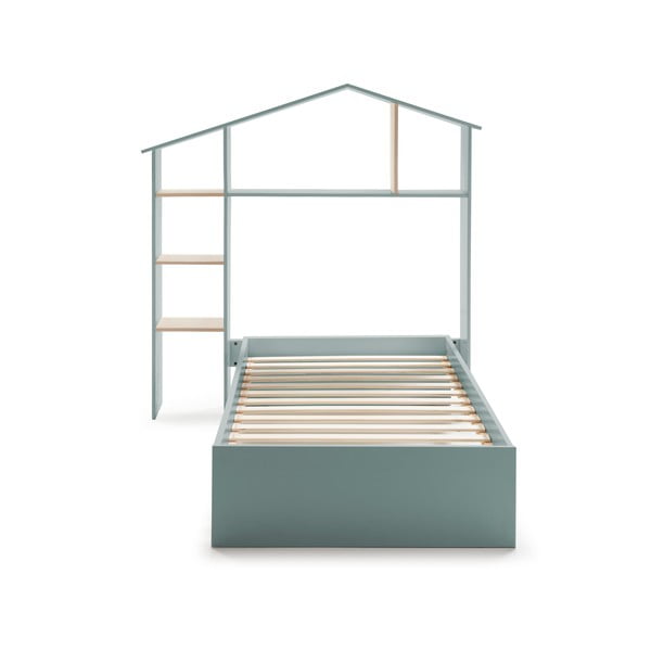 Modro-zelena otroška postelja s policami Marckeric Maria, 90 x 190 cm