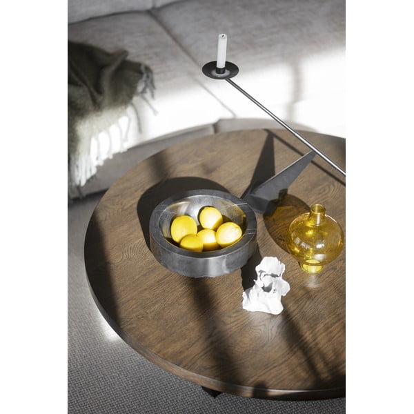 Temno rjava okrogla mizica v hrastovem dekorju ø 110 cm Boxford – Rowico-image-4