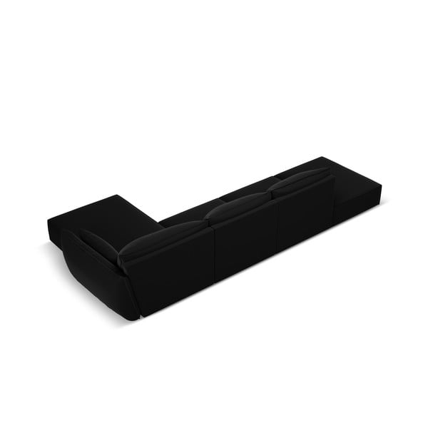 Črna žametna kotna sedežna garnitura z ležalnikom (desni kot) Vanda – Mazzini Sofas-image-3