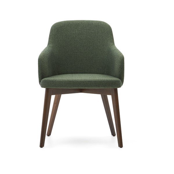 Temno zelen oblazinjen jedilni stol z nasloni za roke Nelida – Kave Home-image-4