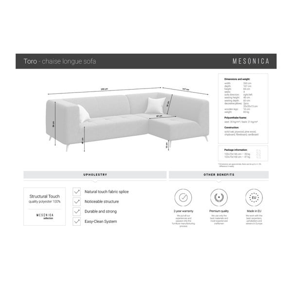Temno siva kotna sedežna garnitura MESONICA Toro, levi kot-image-4