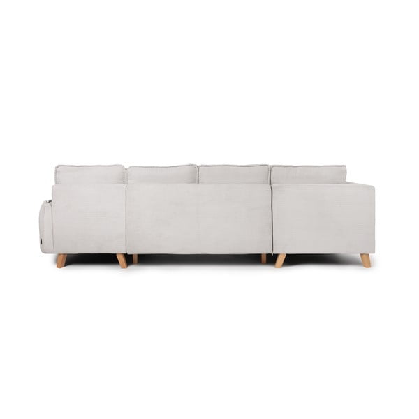 Bež raztegljiva kotna sedežna garnitura iz rebrastega žameta (levi kot/v obliki črke "U") Tori – Bonami Selection-image-4