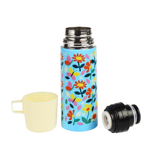 Modro-kremno bela otroška termovka 350 ml Butterfly Garden – Rex London-image-3