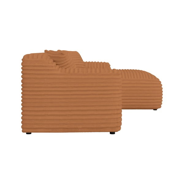 Kotna sedežna garnitura iz rebrastega žameta v barvi terakote (desni kot/z ležalnikom) Martin – Ropez-image-3