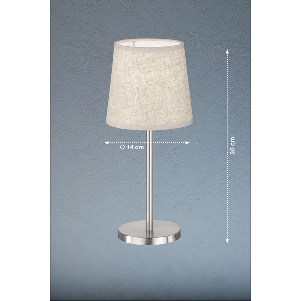 Bež-srebrna namizna svetilka s tekstilnim senčilom (višina 30 cm) Eve – Fischer & Honsel-image-2