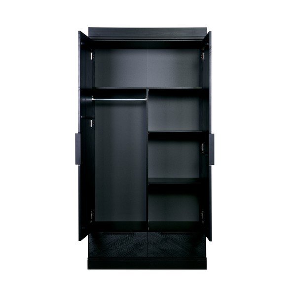 Črna lesena garderobna omara WOOOD Ribja kost, višina 195 cm-image-2