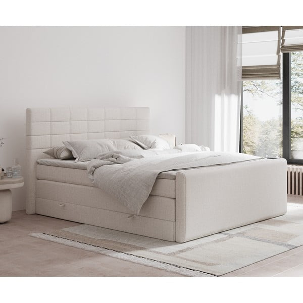 Bež boxspring postelja s prostorom za shranjevanje 140x200 cm Ava – Maison de Rêve-image-1