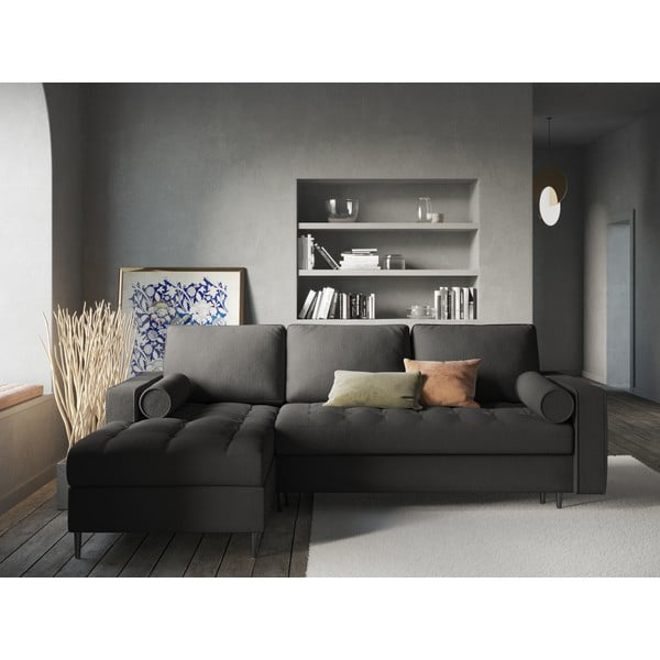 Temno siva raztegljiva sedežna garnitura Milo Casa Santo, levi kot-image-1