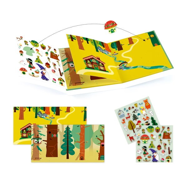 Komplet knjig gozdu z nalepkami Djeco Forest Sticker Story