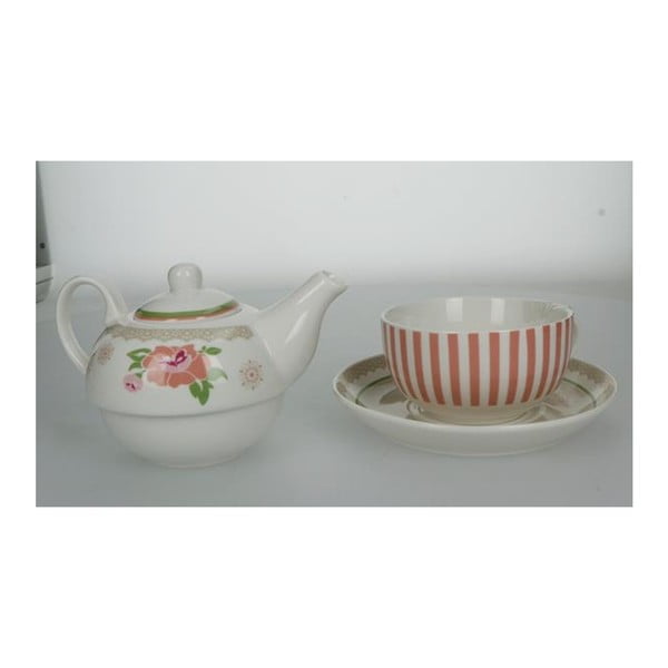 Komplet čajnika in skodelice s krožnikom iz kostnega porcelana Brandani