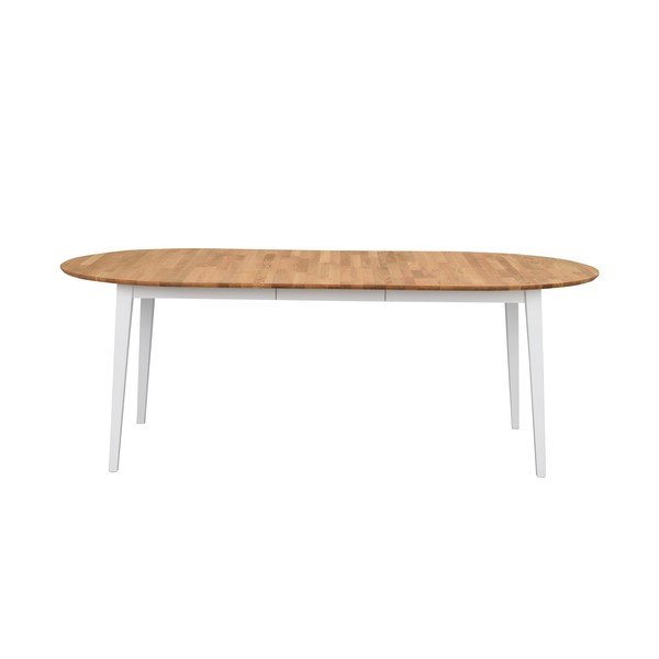 Ovalna hrastova raztegljiva jedilna miza z belimi nogami Rowico Filippa, 170 x 105 cm-image-3