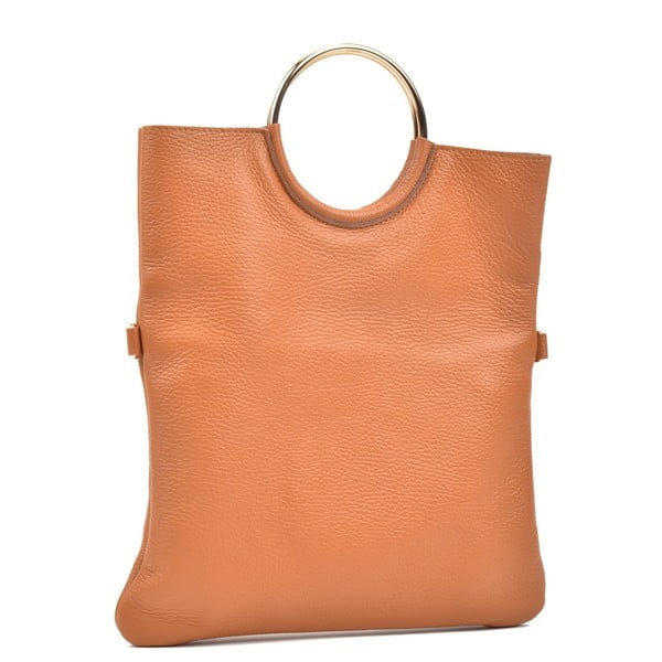 Konjak rjava usnjena torbica Luisa Vannini Pergon Cross-image-1