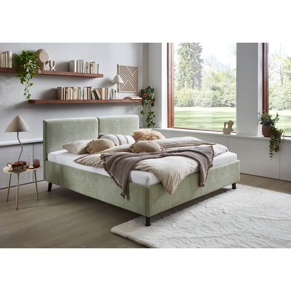 Svetlo zelena oblazinjena zakonska postelja z letvenim dnom 160x200 cm Piano – Meise Möbel-image-1