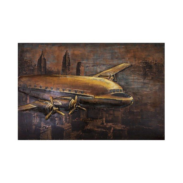 Kovinska stenska dekoracija Antic Line Avion New York, 120 x 80 cm