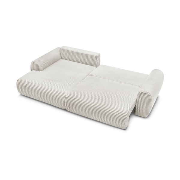 Kremno bela raztegljiva kotna sedežna garnitura iz rebrastega žameta (levi kot) Lucien – Bobochic Paris-image-4