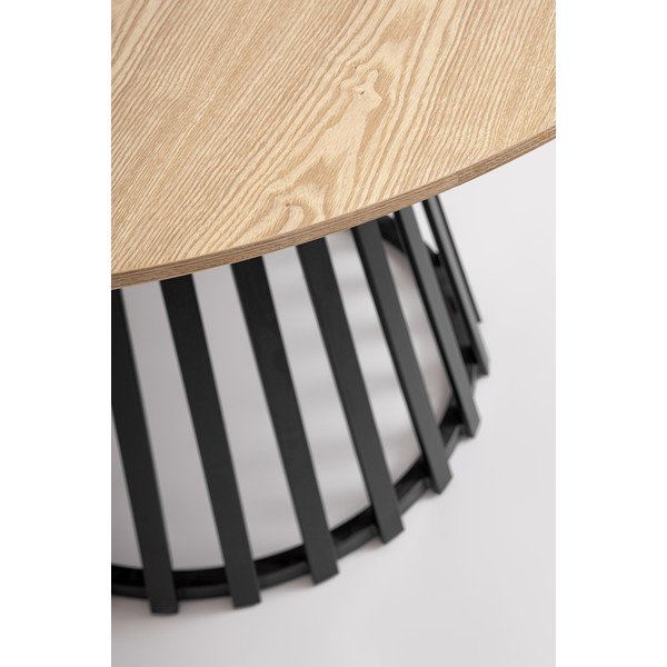 Okrogla jedilna miza z mizno ploščo v jesenovem dekorju ø 120 cm Cillian – Bizzotto-image-3