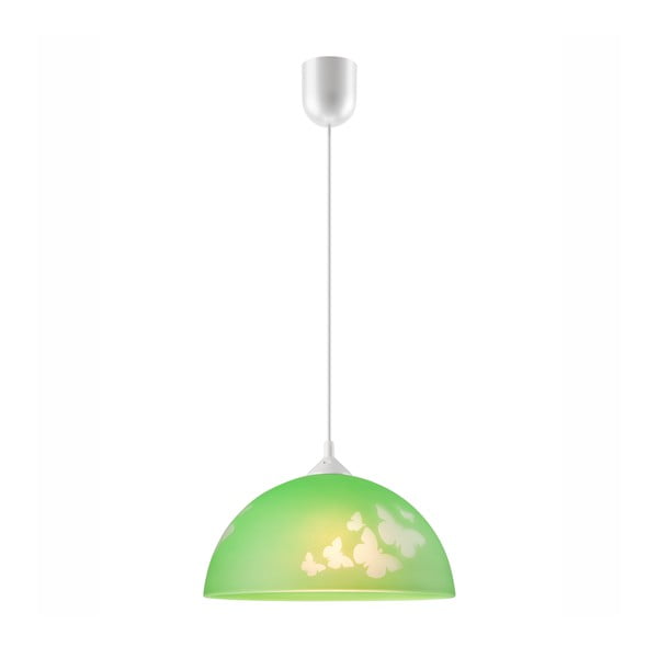 Zelena otroška svetilka s steklenim senčnikom ø 30 cm Mariposa – LAMKUR