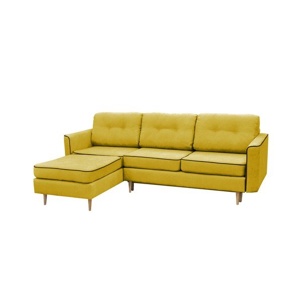 Gorčično rumena raztegljiva sedežna garnitura s svetlimi nogami Mazzini Sofas Ladybird, levi kot-image-3