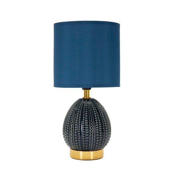 Modra keramična namizna svetilka s tekstilnim senčilom (višina 30,5 cm) Flavi – Mauro Ferretti