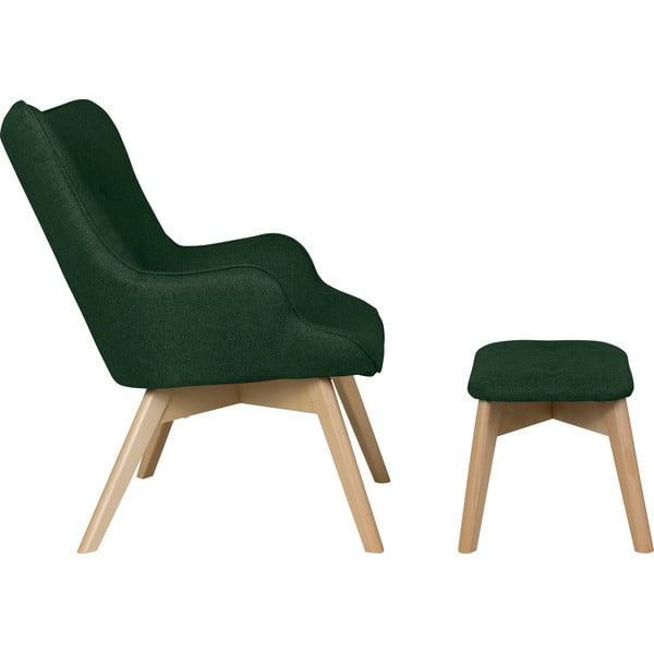 Temno zelen fotelj z naslonjalom za noge Niko – Ropez-image-3