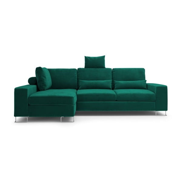 Zelena žametna raztegljiva sedežna garnitura Windsor & Co Sofas Diane, levi kot