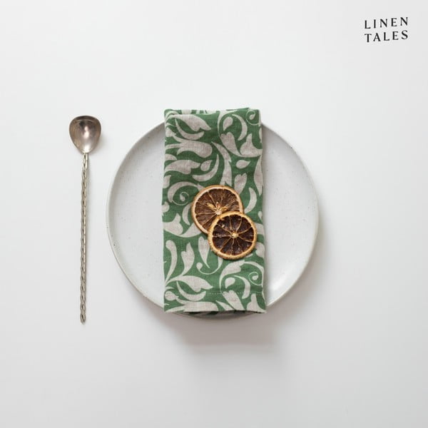 Lanen prtiček 40x40 cm Evergreen Damask – Linen Tales-image-2