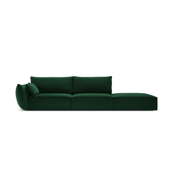 Temno zelena žametna sedežna garnitura levi kot 264 cm Vanda – Mazzini Sofas