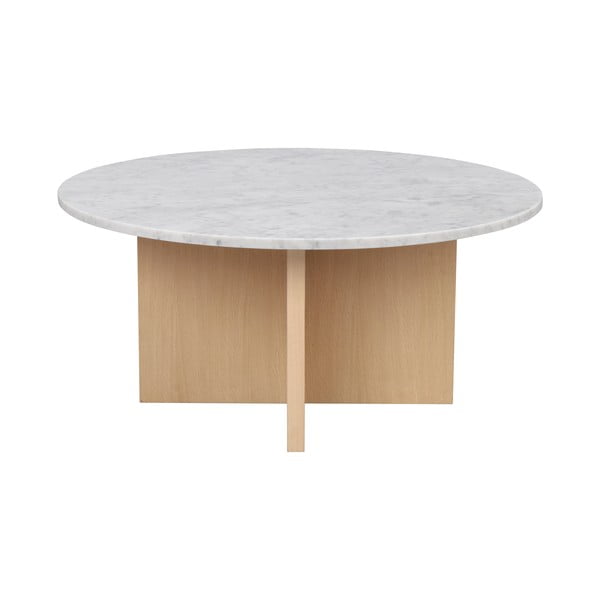 Bela okrogla mizica iz marmorja 90x90 cm Brooksville - Rowico-image-3