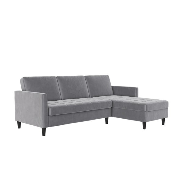 Svetlo siva žametna kotna sedežna garnitura Presley – Støraa