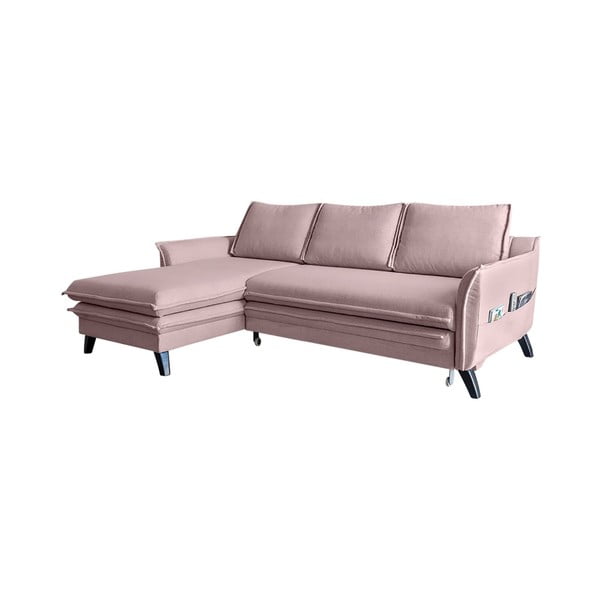 Rožnata raztegljiva sedežna garnitura v obliki črke U Miuform Charming Charlie, levi kot