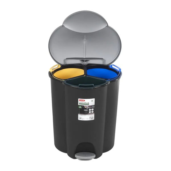 Plastični koš za ločevanje odpadkov s pedalom 17+17+6 l Trio - Curver-image-2