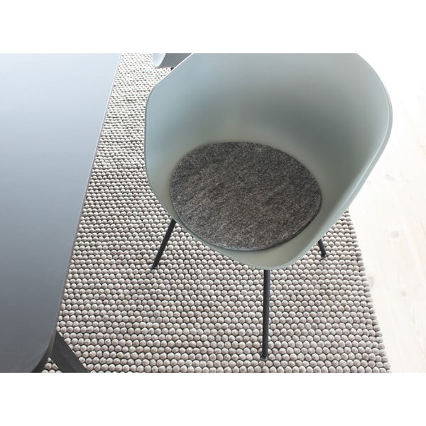 Antracitno siva sedežna blazina iz volnenih kroglic Wooldot Felt Chair Pad, ⌀ 40 cm