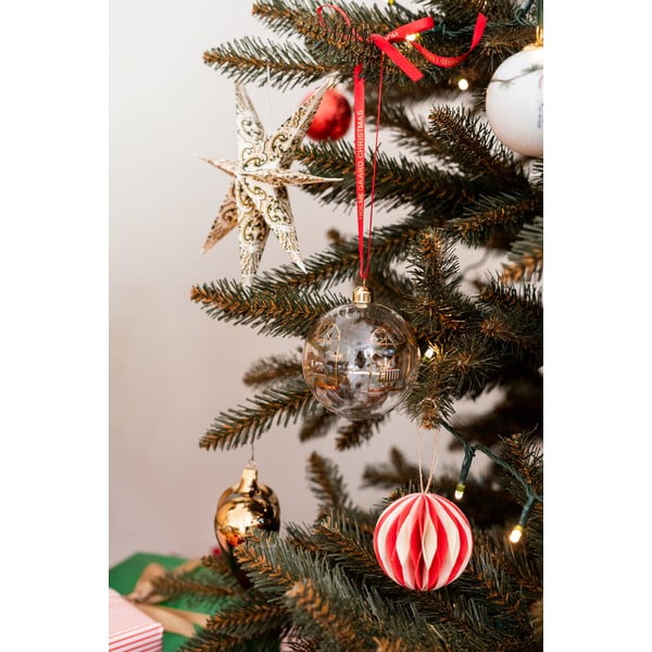 Set 3 steklenih božičnih okraskov v obliki srca v zlati barvi Ego Dekor-image-1