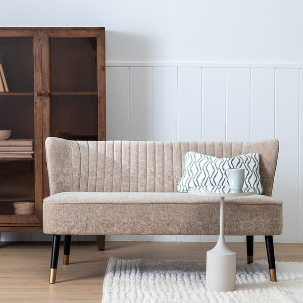 Bež sedežna garnitura iz šenilje 134 cm Glam – Ixia-image-1