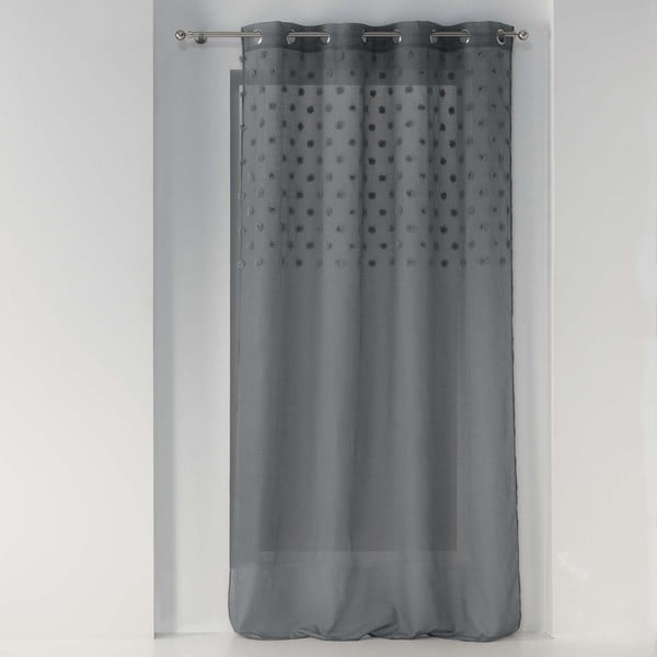 Antracitno siva prosojna zavesa iz tančice 140x240 cm Melusine – douceur d'intérieur