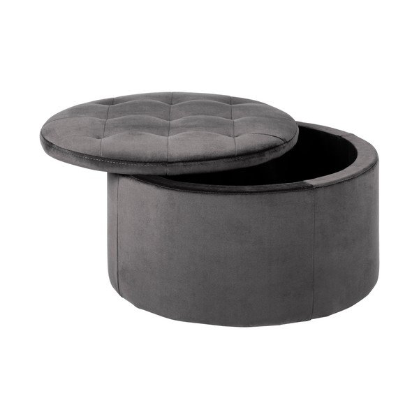 Siv žameten tabure Actona Retina, ⌀ 60 cm-image-2