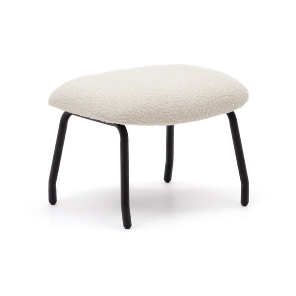 Kremno bel tabure iz tkanine bouclé Belina – Kave Home