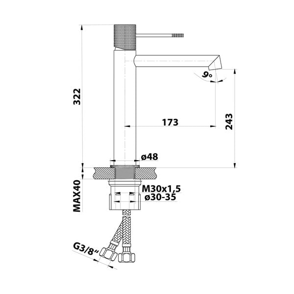Stoječa armatura za umivalnik v sijajno srebrni barvi Solaris – Sapho-image-3