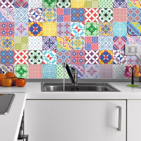 Komplet 60 stenskih nalepk Ambiance Vintage Artistic Tiles, 10 x 10 cm-image-1