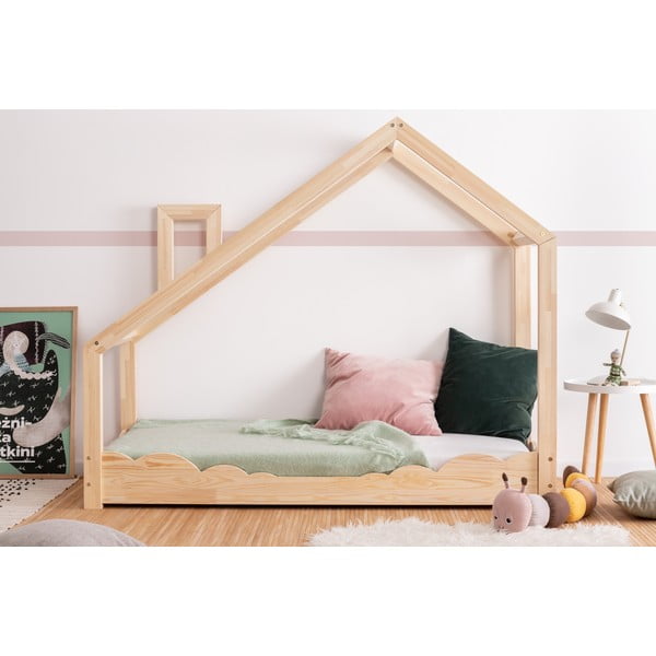 Otroška postelja hiška iz borovega lesa Adeko Luna Drom, 80 x 150 cm