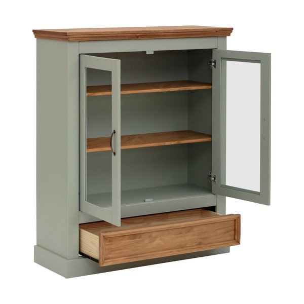 Svetlo zelena vitrina iz masivnega bora 100x120 cm Selma – Støraa-image-3