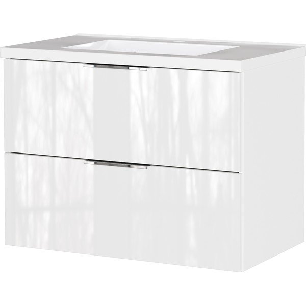 Bela stenska omarica za pod umivalnik v sijajnem dekorju 81x61 cm Celano – Germania