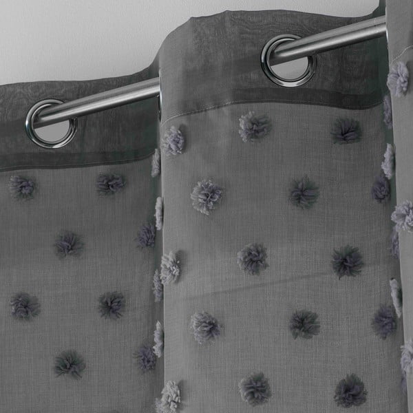 Antracitno siva prosojna zavesa iz tančice 140x240 cm Melusine – douceur d'intérieur-image-1