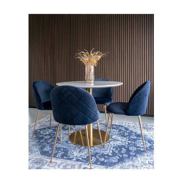 Okrogla jedilna miza z mizno ploščo v marmornem dekorju ø 90 cm Bolzano – House Nordic-image-2