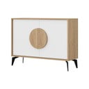 Bela/naravna nizka komoda v hrastovem dekorju 110x82 cm Vae – Marckeric