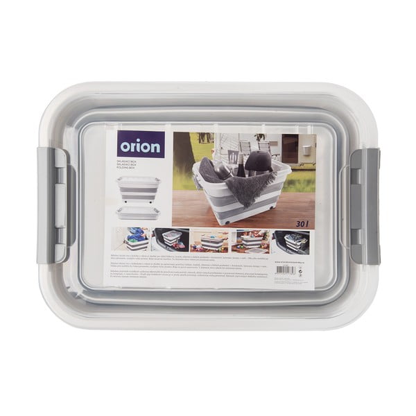 Belo-siva plastična škatla za shranjevanje s pokrovom 54x39x28 cm Kemp – Orion-image-4