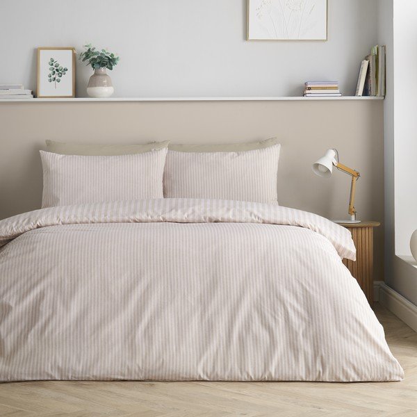 Bež 3-delna posteljnina za zakonsko posteljo 200x200 cm Epping Textured Stripe – Catherine Lansfield-image-4